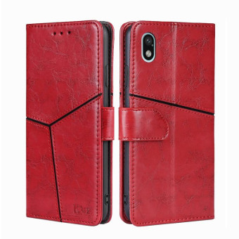 For Sony Xperia Ace III Geometric Stitching Horizontal Flip TPU + PU Leather Phone Case(Red)