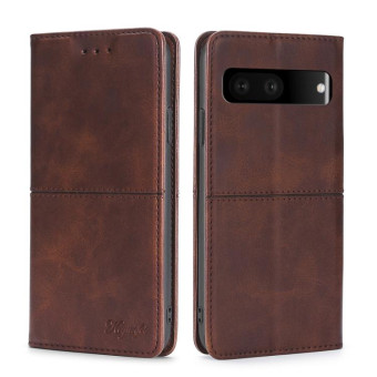 For Google Pixel 7 5G Cow Texture Magnetic Horizontal Flip Leather Phone Case(Dark Brown)