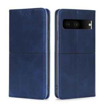 For Google Pixel 7 5G Cow Texture Magnetic Horizontal Flip Leather Phone Case(Blue)
