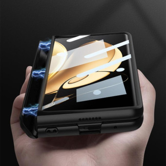 For Honor Magic V GKK Magnetic Hinge Flip Phone Case with Holder(Silver)