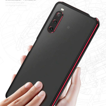 For Sony Xperia 10 Ⅳ Aurora Series Lens Protector + Metal Frame Protective Phone Case(Purple+Silver)