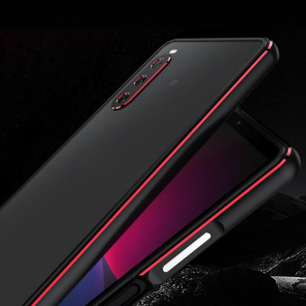 For Sony Xperia 10 Ⅳ Aurora Series Lens Protector + Metal Frame Protective Phone Case(Purple+Silver)