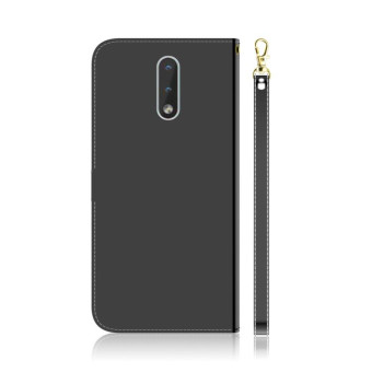 For Nokia 2.3 Lmitated Mirror Surface Horizontal Flip Leather Case with Holder & Card Slots & Wallet & Lanyard(Black)