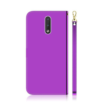 For Nokia 2.3 Lmitated Mirror Surface Horizontal Flip Leather Case with Holder & Card Slots & Wallet & Lanyard(Purple)