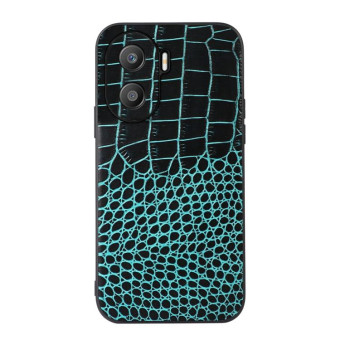 For Honor X40i Crocodile Texture Genuine Leather Phone Case(Cyan Blue)