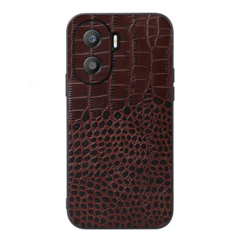 For Honor X40i Crocodile Texture Genuine Leather Phone Case(Coffee)