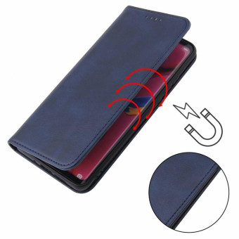 For Honor V40 5G Calf Texture Magnetic Flip Leather Phone Case(Blue)