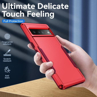 For Google Pixel 7 Pro Pioneer Armor Heavy Duty PC + TPU Phone Case(Red+Rose Red)