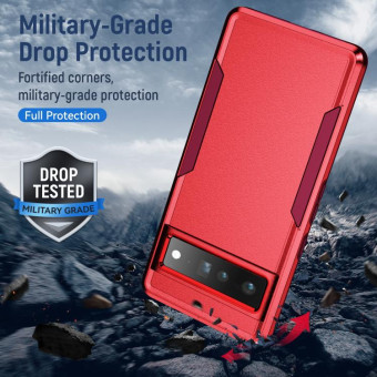 For Google Pixel 7 Pro Pioneer Armor Heavy Duty PC + TPU Phone Case(Red+Rose Red)