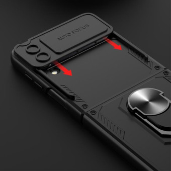 For Samsung Galaxy Z Flip4 GKK Carbon Brazing Pattern Shockproof Armor PC Phone Case with Ring Holder(Wine Red)