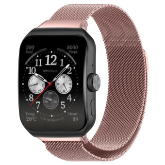 For OPPO Watch 3 Pro Milanese Stainless Steel Metal Watch Band (Rose Pink)