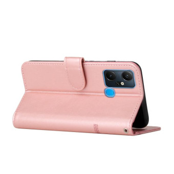 For Infinix Smart 6 Plus Stitching Calf Texture Buckle Leather Phone Case(Pink)
