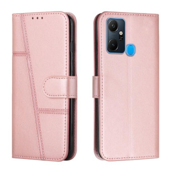 For Infinix Smart 6 Plus Stitching Calf Texture Buckle Leather Phone Case(Pink)