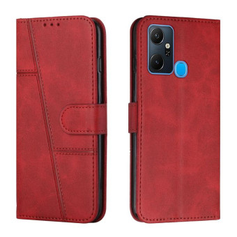 For Infinix Smart 6 Plus Stitching Calf Texture Buckle Leather Phone Case(Red)