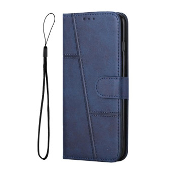 For Tecno Spark 9 Pro Stitching Calf Texture Buckle Leather Phone Case(Blue)