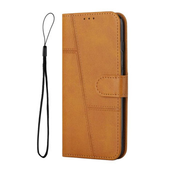 For Tecno Spark 9T Stitching Calf Texture Buckle Leather Phone Case(Yellow)