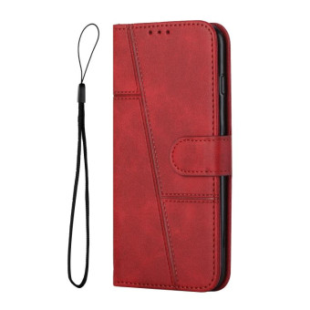 For Tecno Spark 9T Stitching Calf Texture Buckle Leather Phone Case(Red)