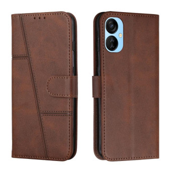 For Tecno Spark 9T Stitching Calf Texture Buckle Leather Phone Case(Brown)