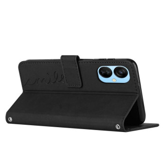 For Tecno Camon 19 Neo Skin Feel Heart Pattern Leather Phone Case(Black)