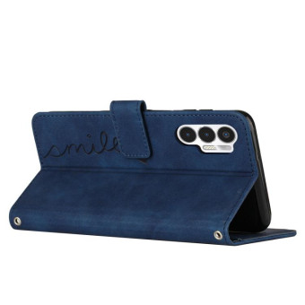 For Tecno Pova 3 Skin Feel Heart Pattern Leather Phone Case(Blue)
