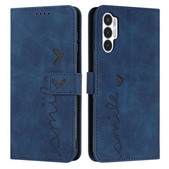 For Tecno Pova 3 Skin Feel Heart Pattern Leather Phone Case(Blue)
