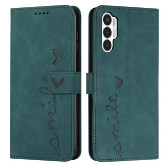 For Tecno Pova 3 Skin Feel Heart Pattern Leather Phone Case(Green)