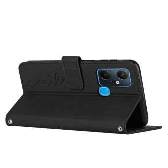 For Infinix Smart 6 Plus India Skin Feel Heart Pattern Leather Phone Case(Black)