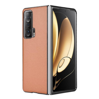 For Honor Magic V Plain Skin Litchi Texture Phone Case(Brown)