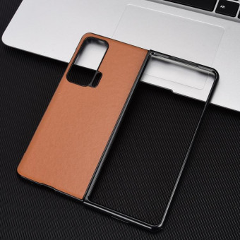 For Honor Magic V Plain Skin Litchi Texture Phone Case(Brown)