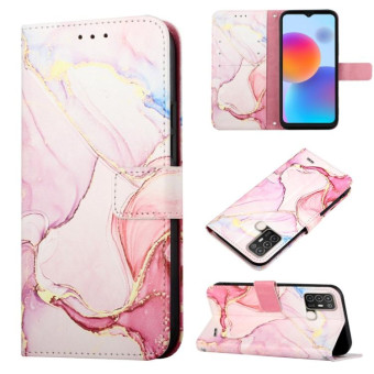 For ZTE Blade A52 PT003 Marble Pattern Flip Leather Phone Case(Rose Gold)