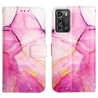 For ZTE Blade A72 PT003 Marble Pattern Flip Leather Phone Case(Pink Purple)