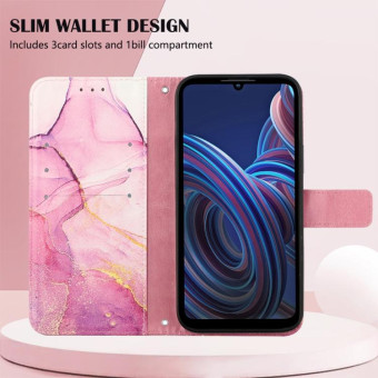 For ZTE Blade A72 PT003 Marble Pattern Flip Leather Phone Case(Pink Purple)