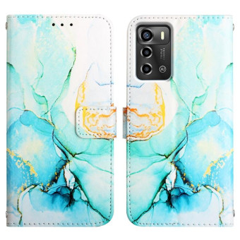 For ZTE Blade A72 PT003 Marble Pattern Flip Leather Phone Case(Green)