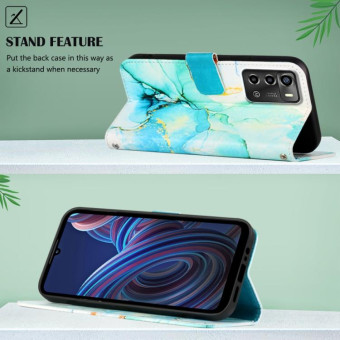 For ZTE Blade A72 PT003 Marble Pattern Flip Leather Phone Case(Green)
