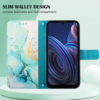 For ZTE Blade A72 PT003 Marble Pattern Flip Leather Phone Case(Green)