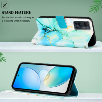 For Infinix Hot 12 X6817 PT003 Marble Pattern Flip Leather Phone Case(Green)