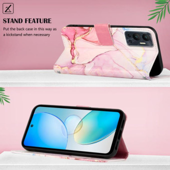 For Infinix Hot 12 X6817 PT003 Marble Pattern Flip Leather Phone Case(Rose Gold)