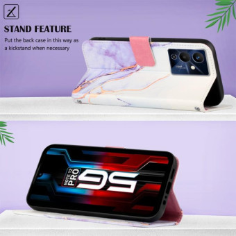 For Infinix Note 12 Pro 5G PT003 Marble Pattern Flip Leather Phone Case(White Purple)