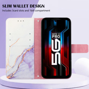 For Infinix Note 12 Pro 5G PT003 Marble Pattern Flip Leather Phone Case(White Purple)