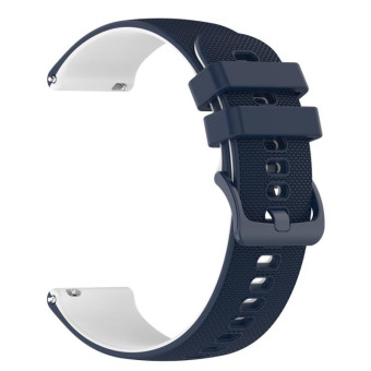 For Suunto 5 Peak Small Plaid Texture Two-color Silicone Watch Band(Navy Blue White)