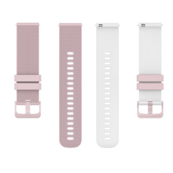 For Suunto 5 Peak Small Plaid Texture Two-color Silicone Watch Band(Sand Pink White)