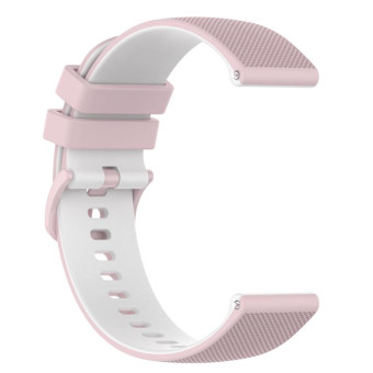 For Suunto 5 Peak Small Plaid Texture Two-color Silicone Watch Band(Sand Pink White)