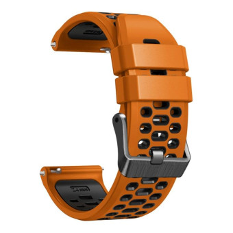 For Suunto 7 Three Rows Holes Silicone Watch Band(Orange Black)