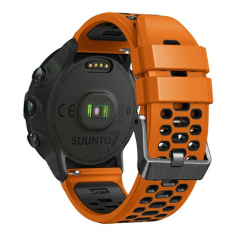 For Suunto 7 Three Rows Holes Silicone Watch Band(Orange Black)