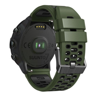 For Suunto 7 Three Rows Holes Silicone Watch Band(Army Green Black)
