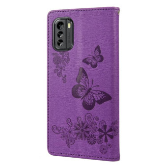 For Nokia G60 Butterfly Embossed Horizontal Flip Leather Phone Case(Purple)
