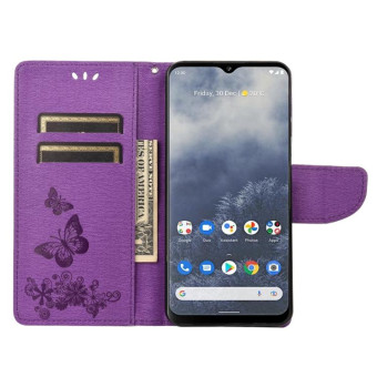 For Nokia G60 Butterfly Embossed Horizontal Flip Leather Phone Case(Purple)