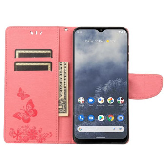 For Nokia G60 Butterfly Embossed Horizontal Flip Leather Phone Case(Pink)