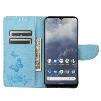 For Nokia G60 Butterfly Embossed Horizontal Flip Leather Phone Case(Blue)