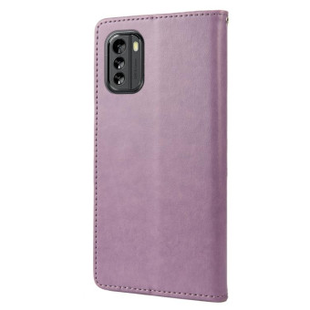 For Nokia G60 Butterfly Flower Pattern Leather Phone Case(Light Purple)